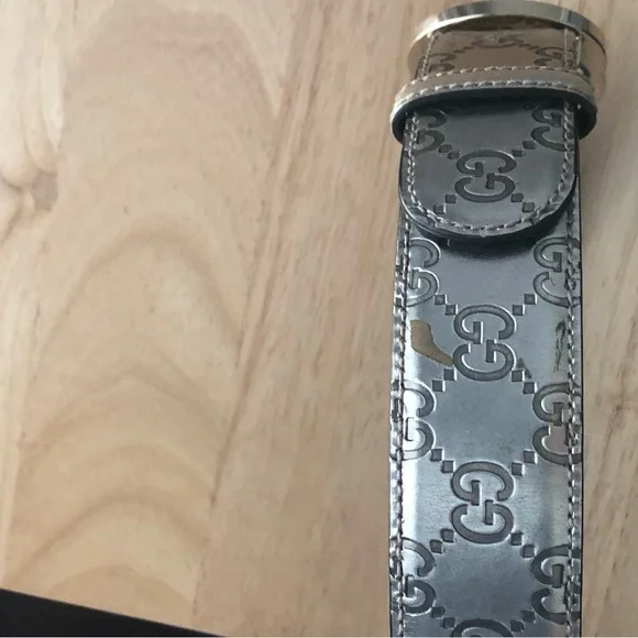 Gucci Guccissima Interlocking G Gold Leather Belt Size 85 Authentic Gucci Cream Guccissima Leather Gold Interlocking G  main image 3